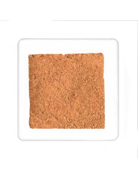 Quadratischer Teller mit fein gemahlener, hellbrauner Muskatnuss