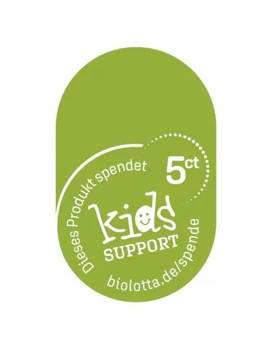 Grünes Logo mit weißem Schriftzug „Dieses Produkt spendet 5 ct – kids Support“ Grünes Logo mit weißem Schriftzug „Dieses Produkt spendet 5 ct – kids Support“