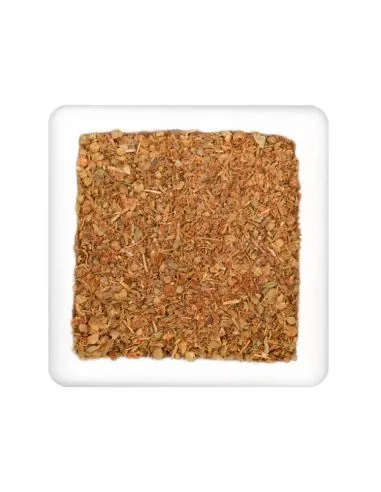 Rötlich-braune Pizza-Gewürzmischung in weißer Schale.