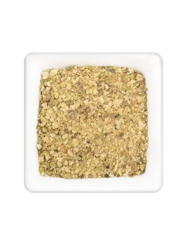 Getrocknete Bio-Gewürzmischung Tomate-Mozzarella in einer weißen quadratischen Schale.